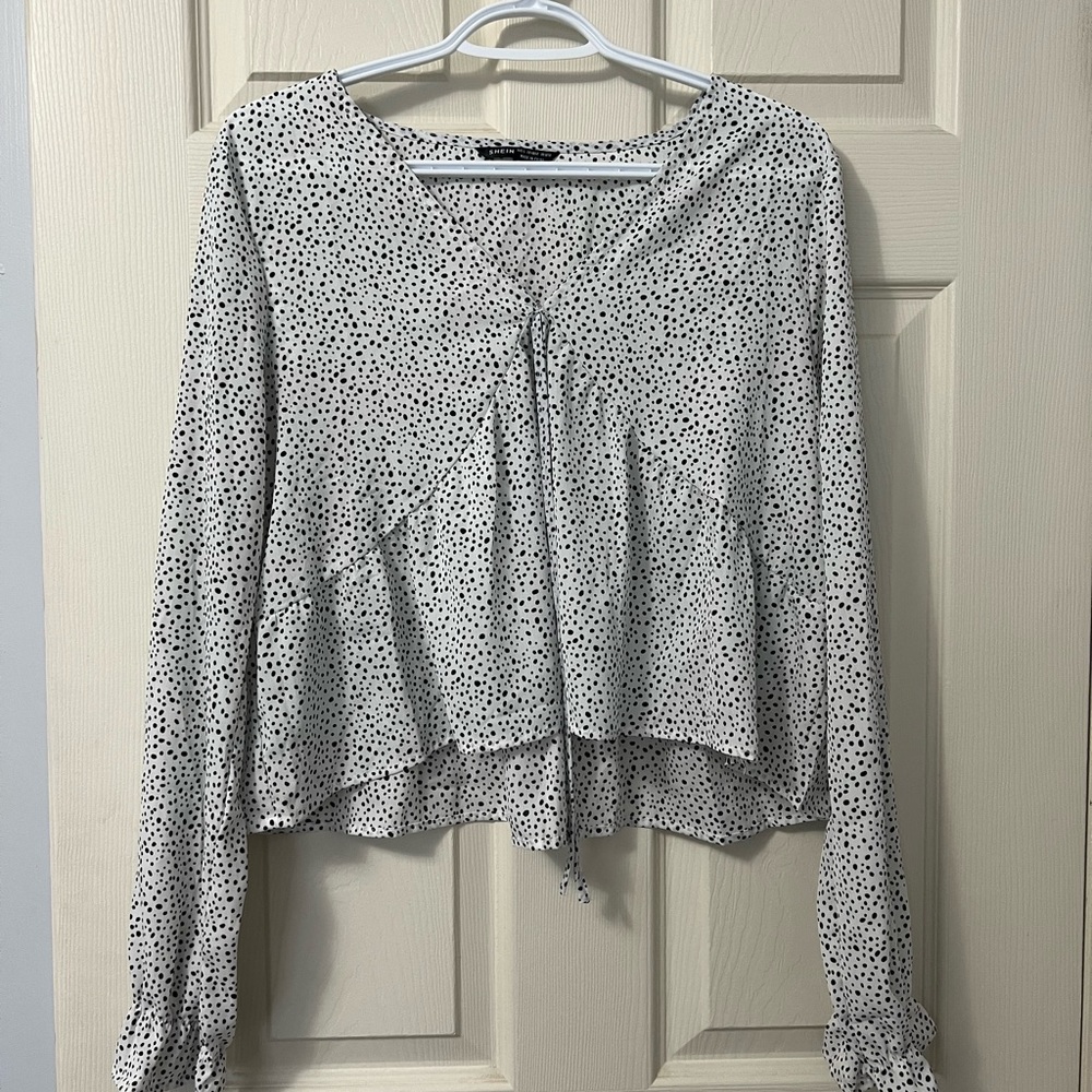 SHEIN White and Black Blouse
